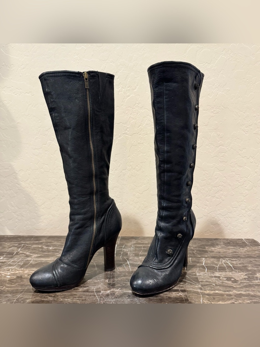 Frye Leather Matilda Button Victorian
Style Heeled Knee High Boots - Picture 13 of 13